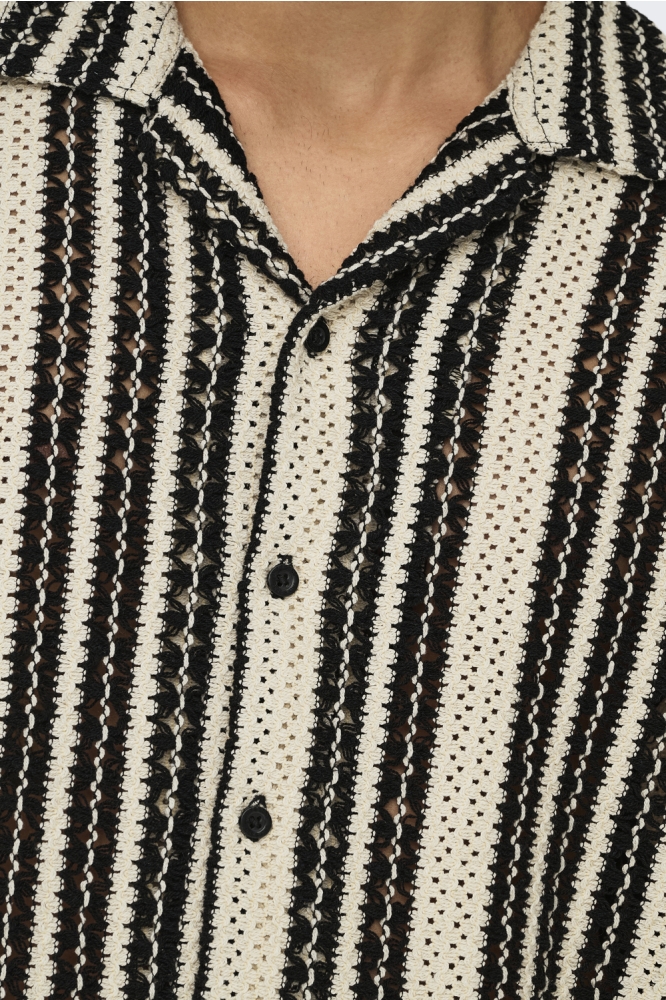 ONSDANI CROCHET SS SHIRT 22030511 CLOUD DANCER/BLACK